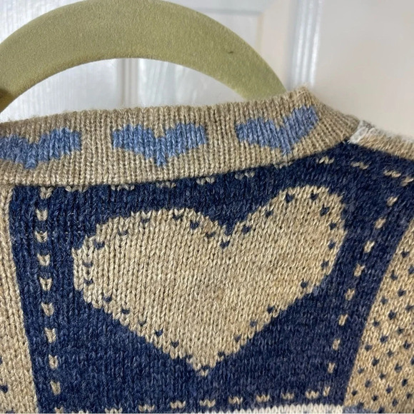 Ship n’ shore M Vintage 80’s tunic sweater rose heart argyle pullover‎ - Picture 8 of 8